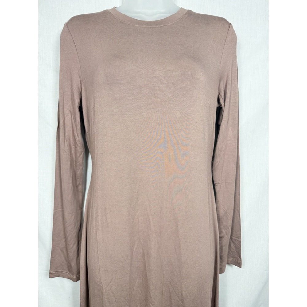 Veiled New York Essential Bamboo Jersey Maxi Dress Deep Taupe S 56" Tie Back - Picture 5 of 15